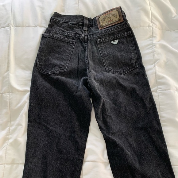⚜️Giorgio Armani, Vintage 90s // Y2K Jeans, Faded Black, Armani Leather Tag ⚜️ - Picture 3 of 5